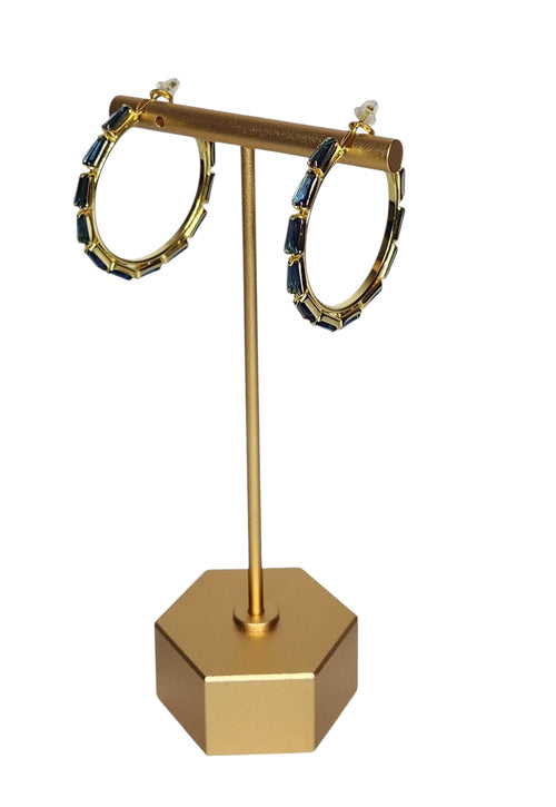 Blue Ring-Shaped Earrings - Silver or Gold
