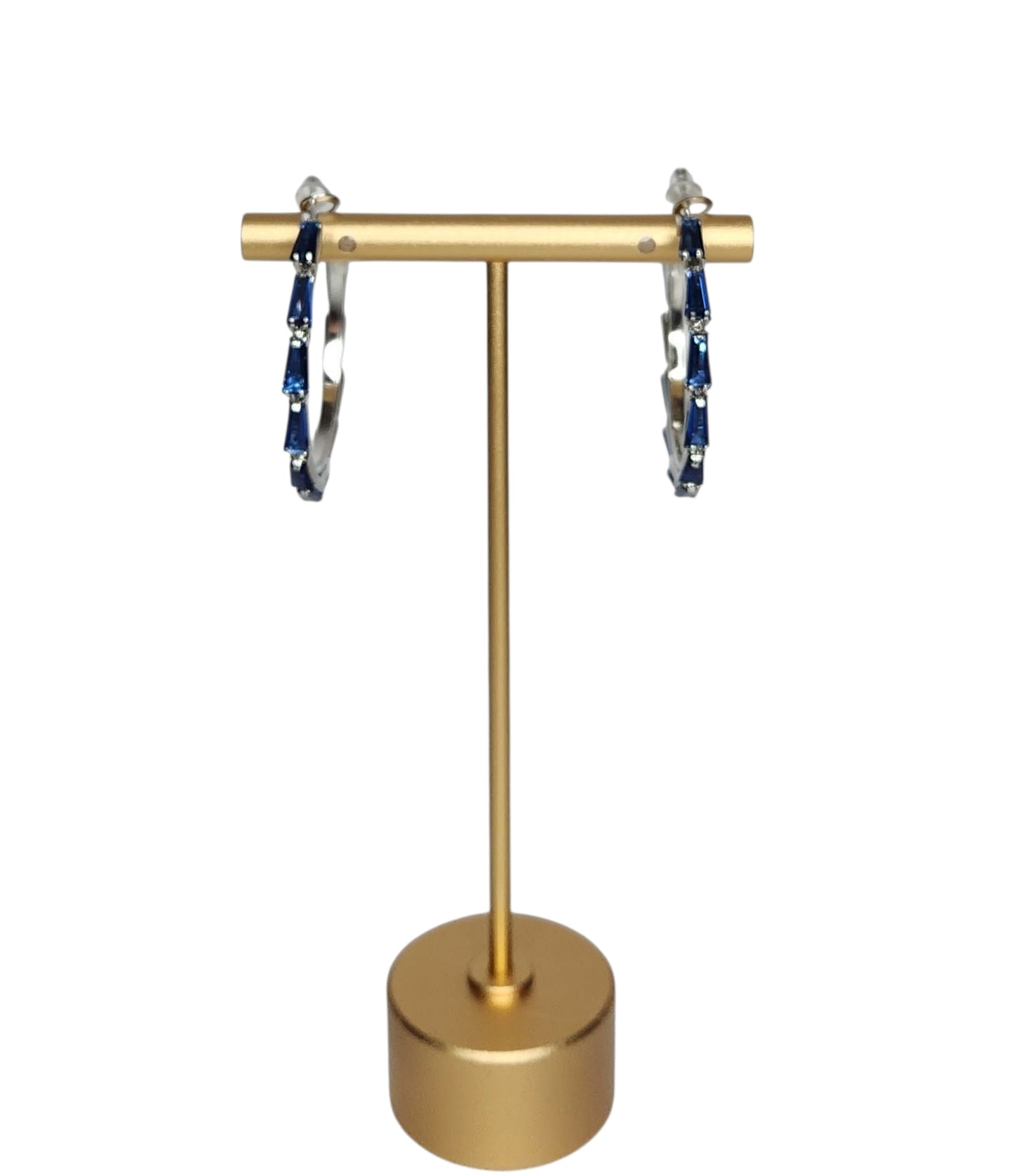 Blue Ring-Shaped Earrings - Silver or Gold