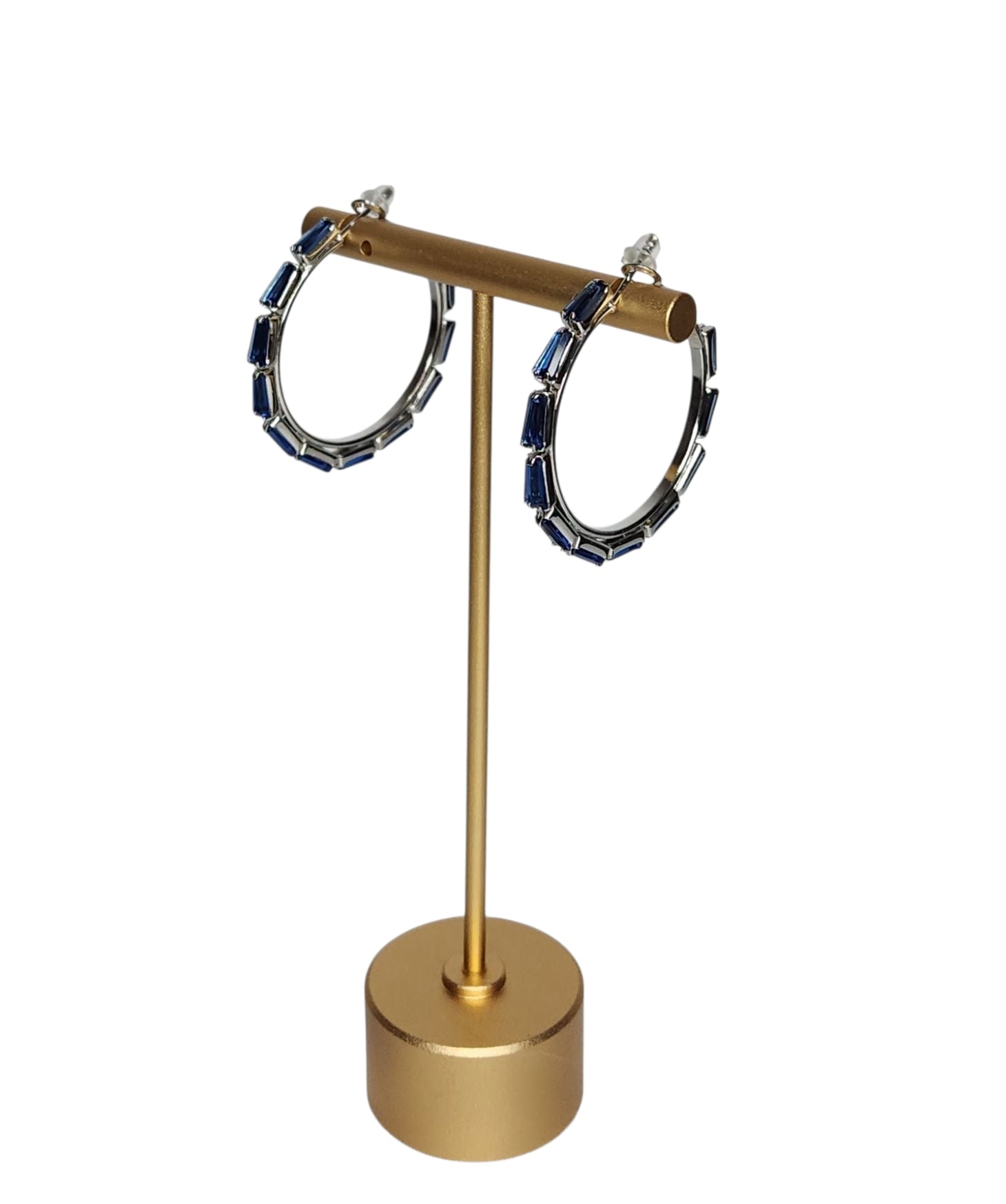 Blue Ring-Shaped Earrings - Silver or Gold