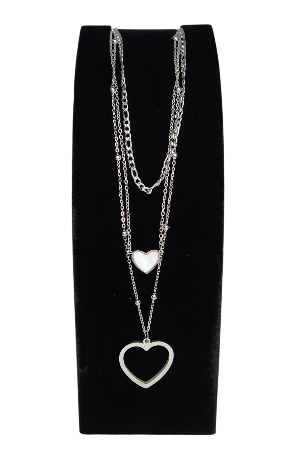So Love Necklace Set - Stainless Steel, Silver, Heart-Shaped