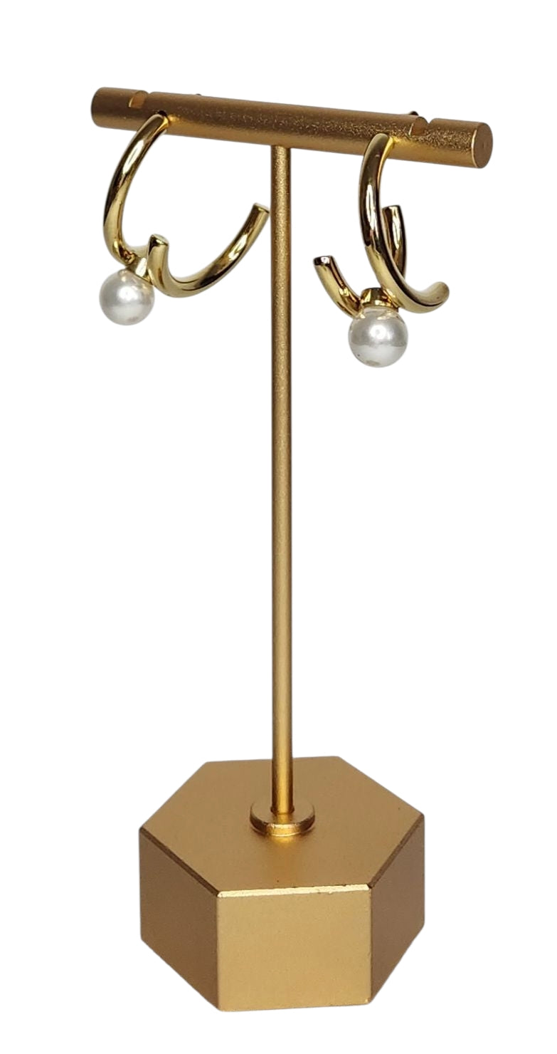 Mia Earrings - Stainless Steel, 18K Gold Plated, Hoop with Pearl
