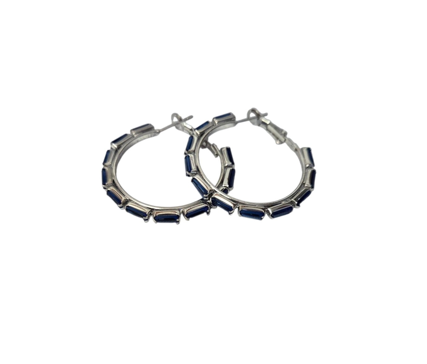 Blue Ring-Shaped Earrings - Silver or Gold