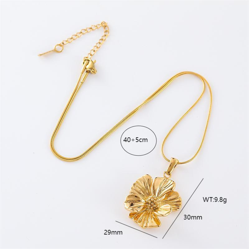 Golden Bloom - Gold Flower Pendant Necklace- Stainless Steel