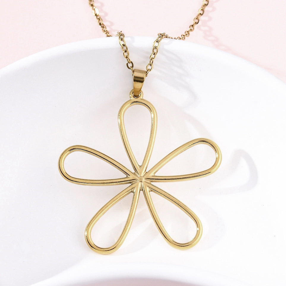 Daisy Necklace, Stainless Steel, 18K Gold Plated