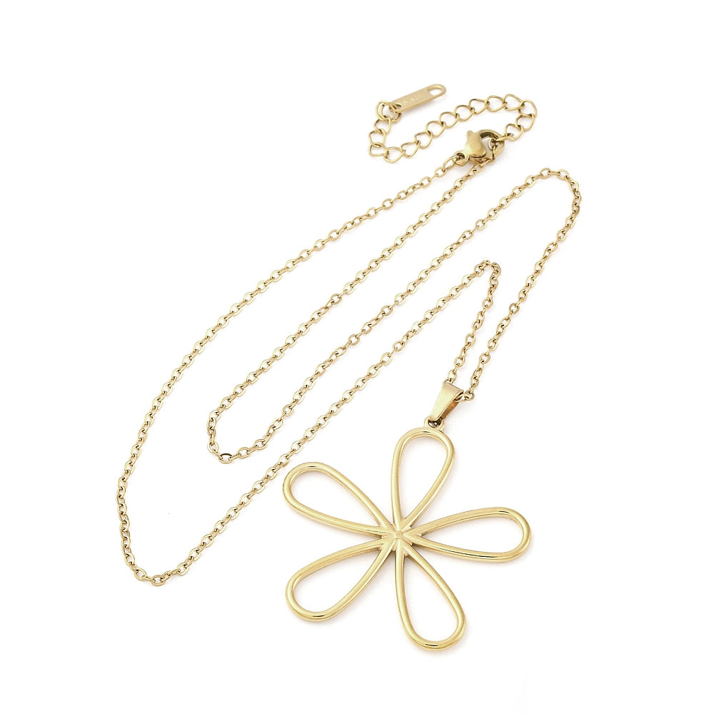 Daisy Necklace, Stainless Steel, 18K Gold Plated
