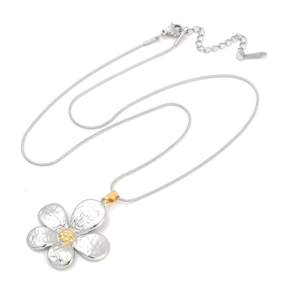 Two-Tone Daisy Necklace - Stainless Steel