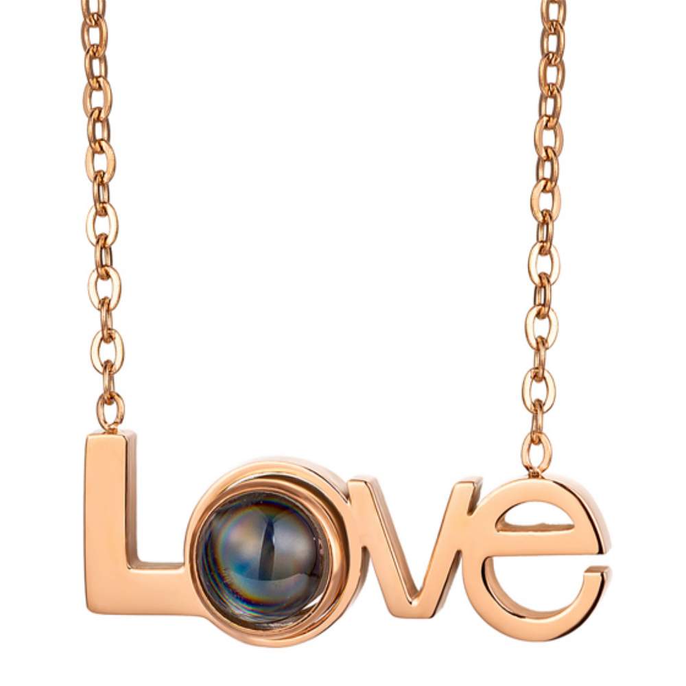 Love Necklace - Rose Gold, Stainless Steel