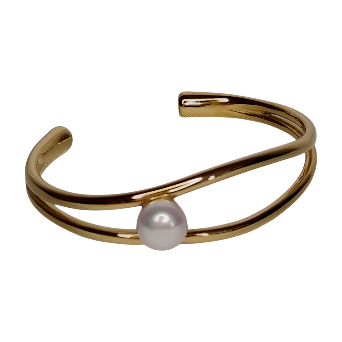 Mia Cuff Bracelet - 18K Gold-Plated with Pearl Accent