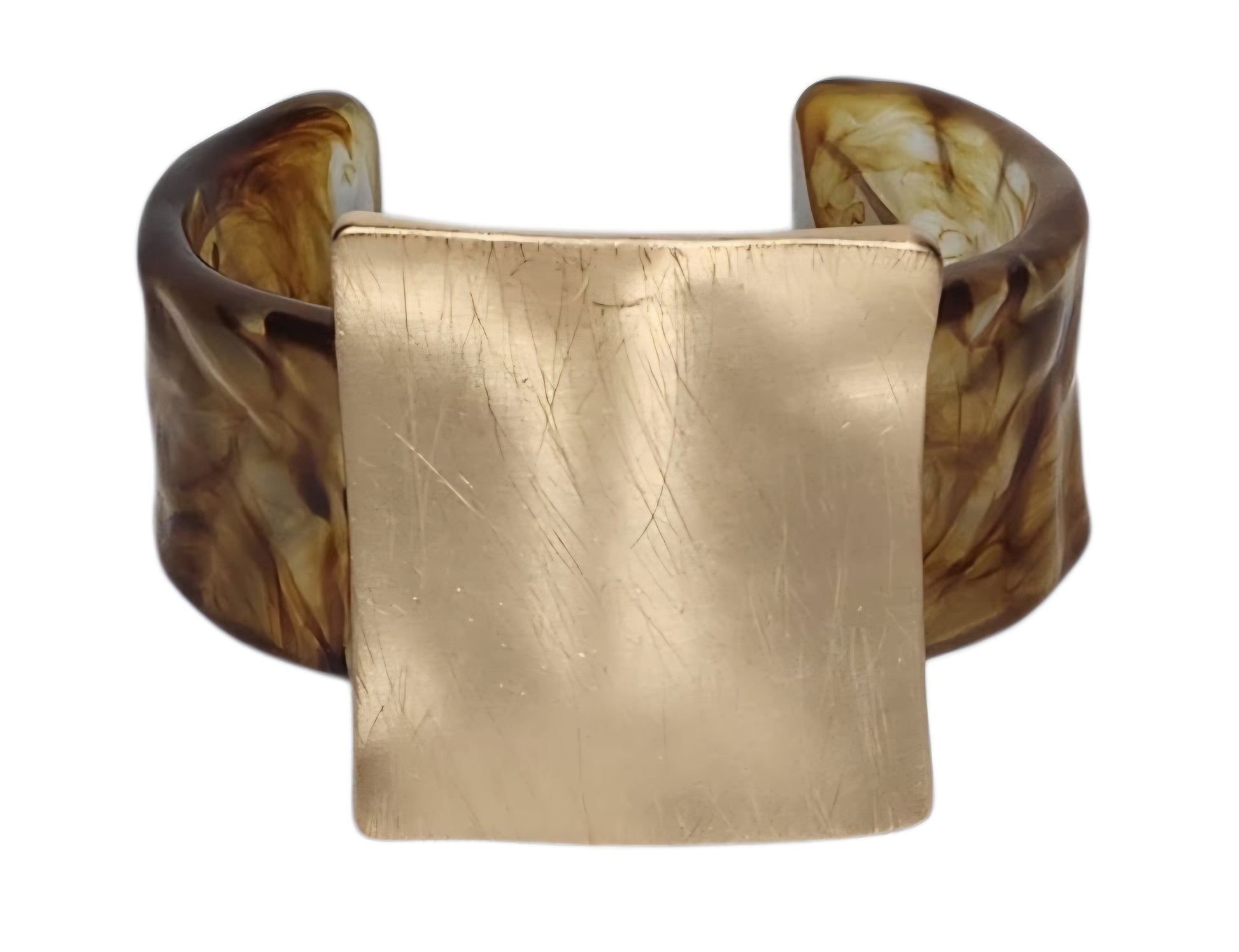 Resin Bracelet with Gold Square Detail