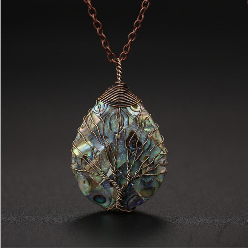 Red Copper, Tree of Life Teardrop, Necklace