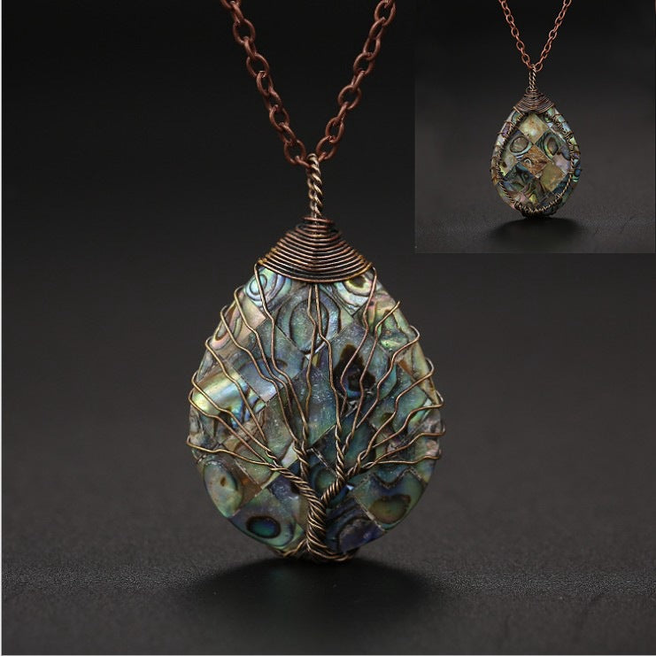 Red Copper, Tree of Life Teardrop, Necklace