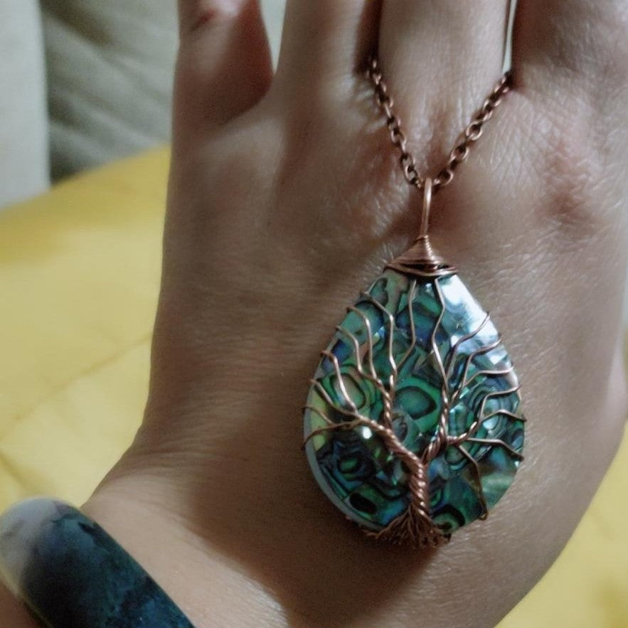 Red Copper, Tree of Life Teardrop, Necklace
