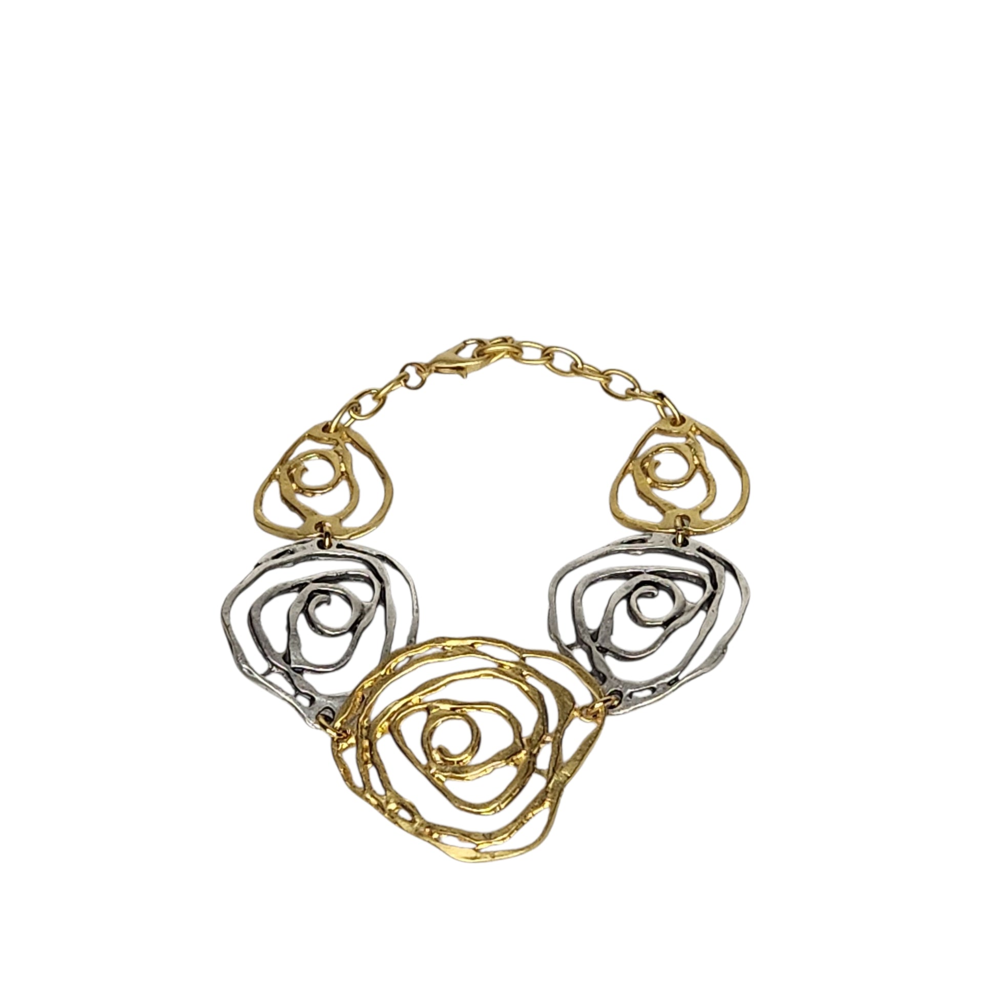 Two-Tone Roses Bracelet - Silver & Matte Gold